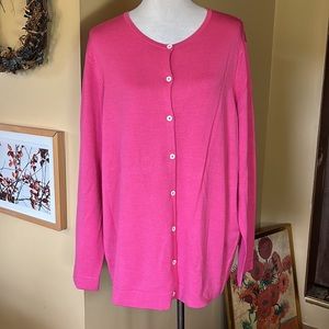 RALPH LAUREN Size 3X Barbie Pink
Cardigan Logo button Front Silk-Blend $138